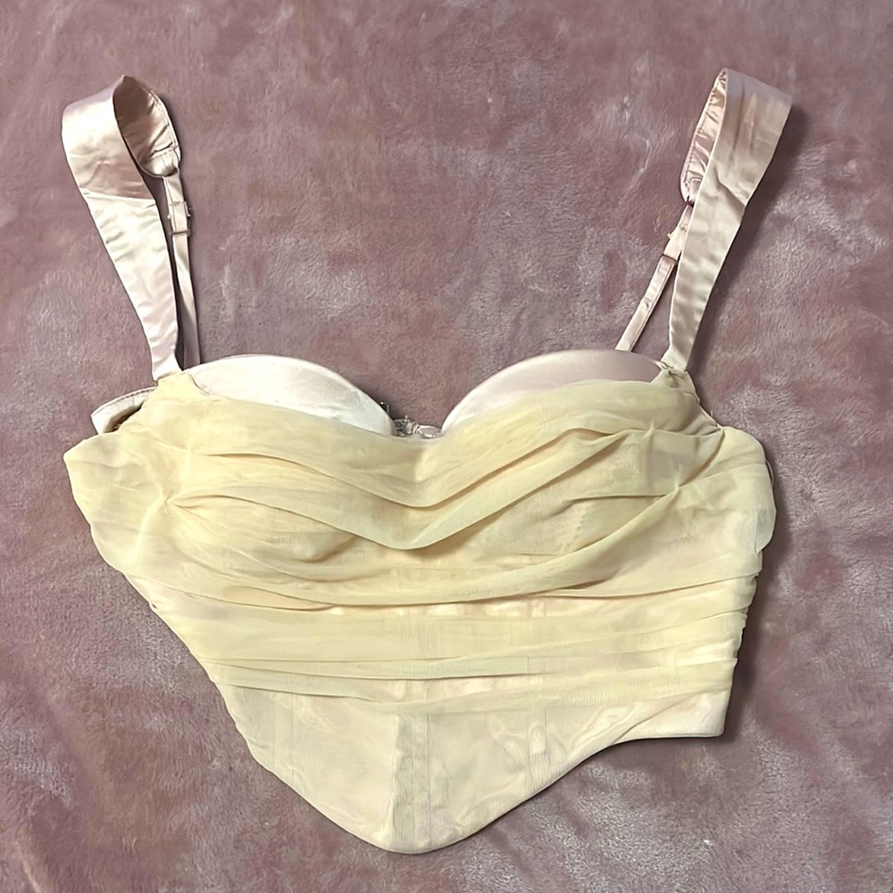 Champagne Corset Mesh Top